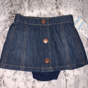 New Cat & Jack 0-3 Months jean color skirt with navy blue underwear